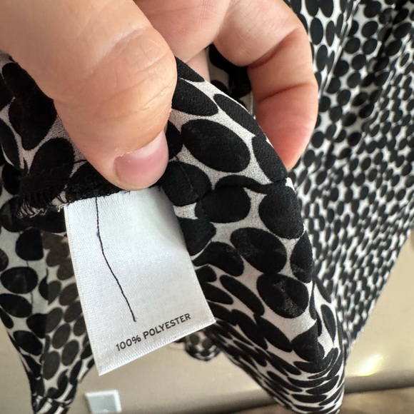 Halogen Sheer Button Down White shirt black Polkadot - Small - Picture 2 of 5